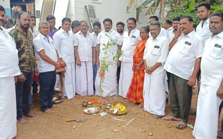 12 லட்சம் மதிப்பீட்டில் புதிதாக நீர் தேக்க தொட்டி பூமி பூஜை