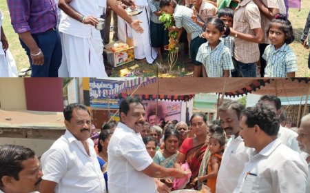 சந்தியூர் ஊராட்சியில்  குடிநீர் டெலிவரி பைப்லைன் மற்றும் புதிய கழிப்பிடம் கட்ட பூமிபூஜை