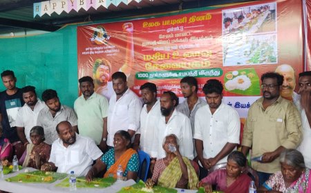 உலக பட்டினி தினத்தையொட்டி சேலத்தில் விஜய் மக்கள் இயக்கம் சார்பில  ஏழை ,எளியோருக்கு அன்னதானம்