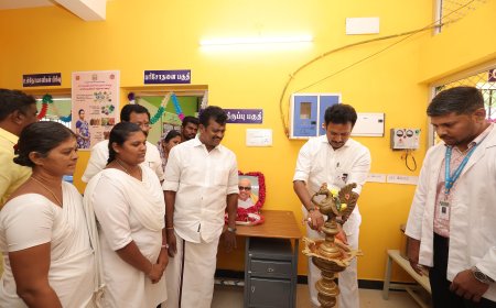 நகர் புற நல்வாழ்வு மையம் கட்டிடத்தை தமிழக பள்ளி கல்வித்துறை அமைச்சர் மகேஷ் பொய்யாமொழி நேரில் ஆய்வு