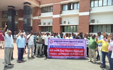 நில அளவை துறையில் காலி பணியிடங்களை நிரப்பி பணிச்சுமையை குறைத்திட வேண்டும். தமிழ்நாடு நில அளவை அலுவலர்கள் ஒன்றிப்பு 48 மணிநேர வேலை நிறுத்த ஆர்ப்பாட்டம்