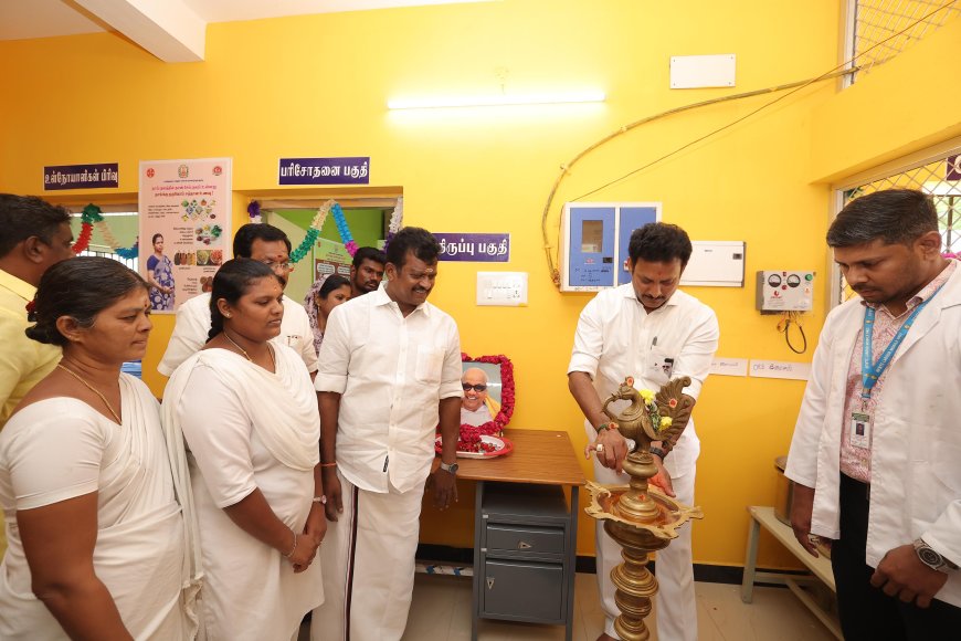 நகர் புற நல்வாழ்வு மையம் கட்டிடத்தை தமிழக பள்ளி கல்வித்துறை அமைச்சர் மகேஷ் பொய்யாமொழி நேரில் ஆய்வு