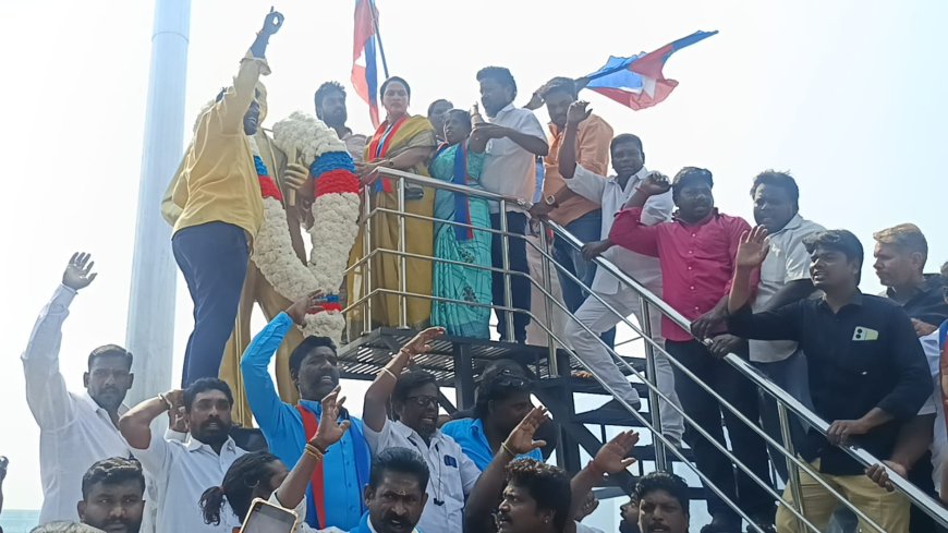 சேலத்தில் ஆயிரம் பேருடன் மாலை அணிவித்த விடுதலை சிறுத்தைகள் கட்சியின் சேலம் தெற்கு தொகுதி மாவட்ட செயலாளர் கி காயத்ரி